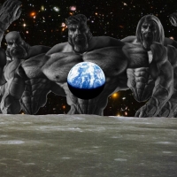 jacked dudes standing behnd earth